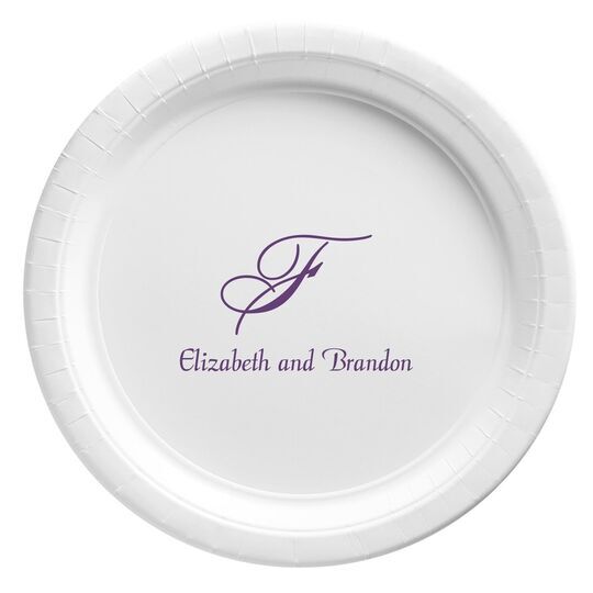 Pick Your Single Monogram with Text Paper Plates